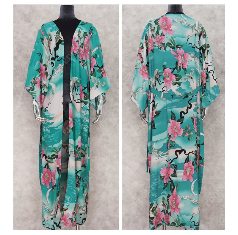 Embroidery Kaftan Beach Tunic Beach Cover up Saida de Praia Swimsuit Women Bikini cover up Pareo Sarong Beachwear Q882