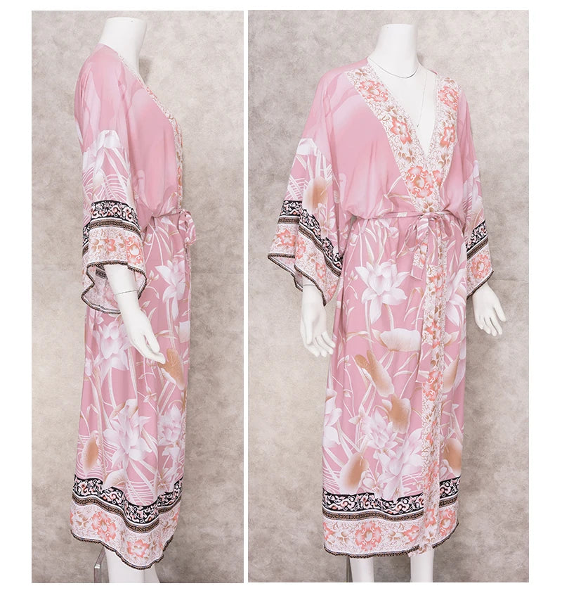 Embroidery Kaftan Beach Tunic Beach Cover up Saida de Praia Swimsuit Women Bikini cover up Pareo Sarong Beachwear Q882