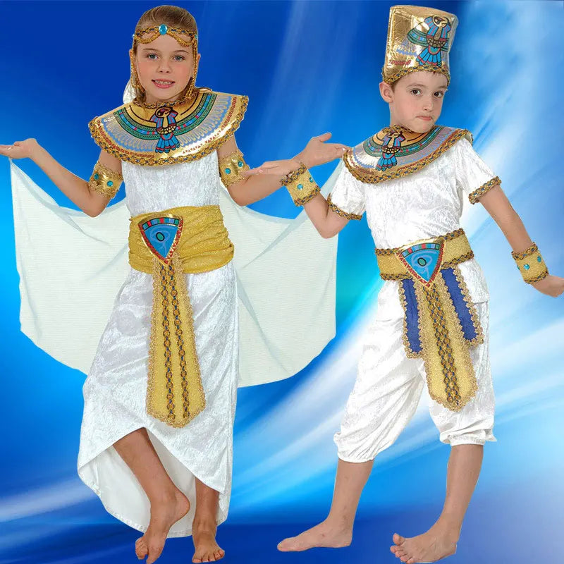 Umorden Halloween Costumes Boy Girl Ancient Egypt Egyptian Pharaoh Cleopatra Prince Princess Costume for Children Kids Cosplay
