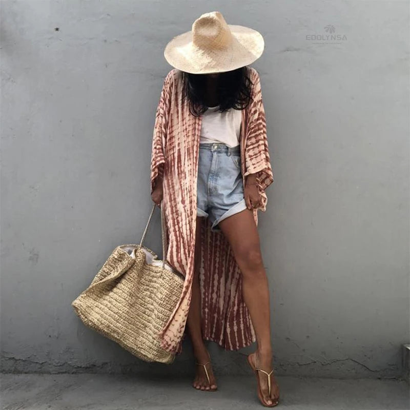 Embroidery Kaftan Beach Tunic Beach Cover up Saida de Praia Swimsuit Women Bikini cover up Pareo Sarong Beachwear Q882