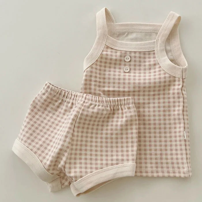 2024 New Baby Sleeveless Clothes Set Boy Girl Summer Thin Cotton Vest + Shorts 2pcs Suit Infant Outfits Toddler Breathable Set