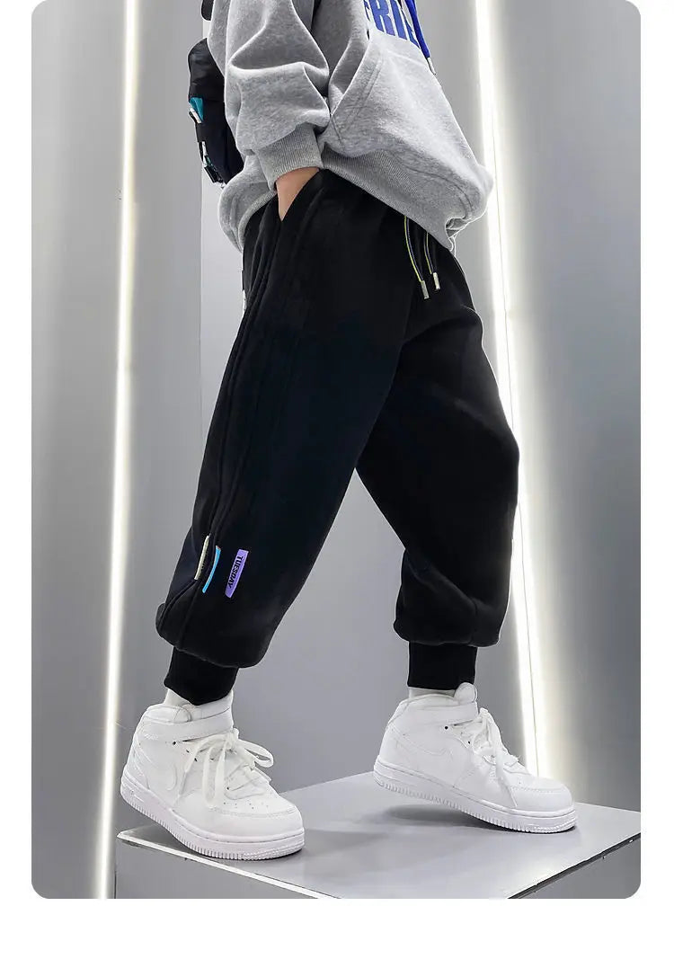 Spring Autumn Casual Boys Pants Loose Striped Pattern Long Style Trousers For Kids Teenage Children Sport Clothes 3-10 Years