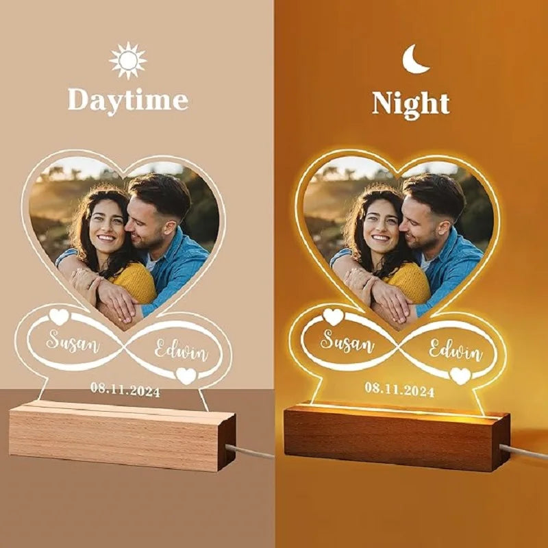 7 Colors Personalized Anniversary Couples Gifts Acrylic Heart Plaque With Photo Custom Valentine's Day Frame Birthday Gifts