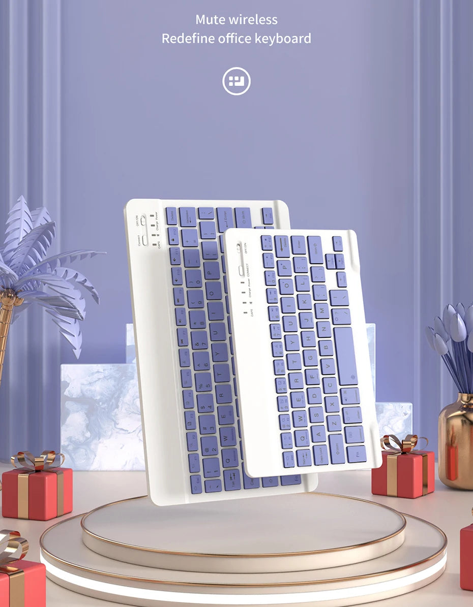 10 inch Wireless Keyboard for iPad Pro 11 Air 5 4 3 5th 6th 8th Rechargeable Keyboard with Mouse for Xiaomi Huawei Samsung