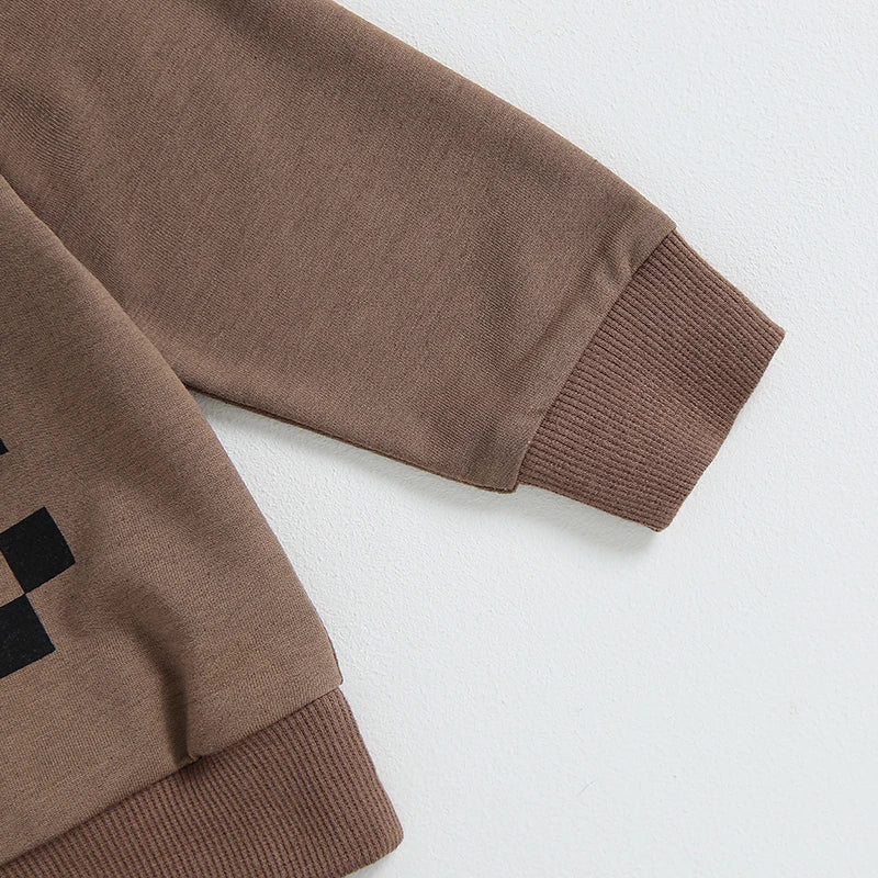 2023-05-25 Lioraitiin 0-3Years Boys 2Pcs Fall Outfits Checkerboard Ghost Print Crew Neck Long Sleeve Sweatshirts Long Pants