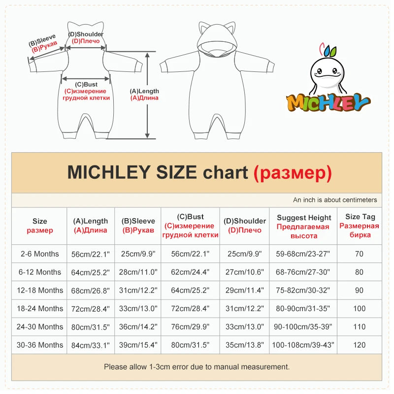 MICHLEY Halloween Panda Flannel Baby Rompers Winter Warm Clothes Costume Hooded Bodysuits Pajamas Overall Jumpsuit For Girl Boy