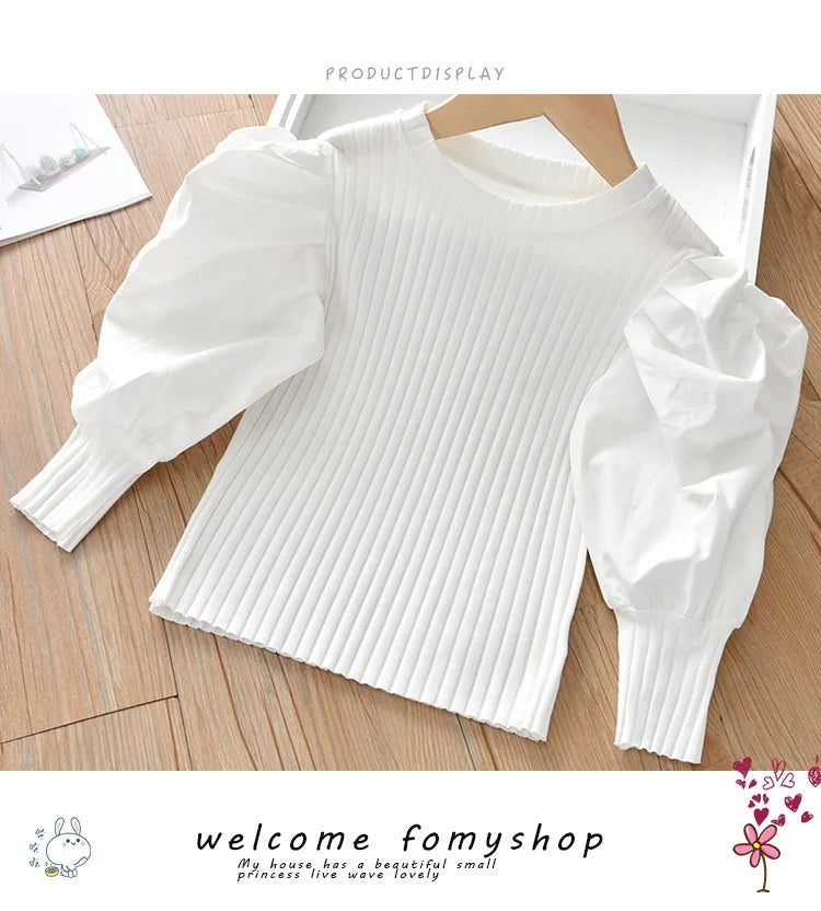 Summer White Baby Girls Long Sleeve Shirt Princess Shirt for T Shirt Casual Clothes Kid Girl Short Sleeve Tops Pullover