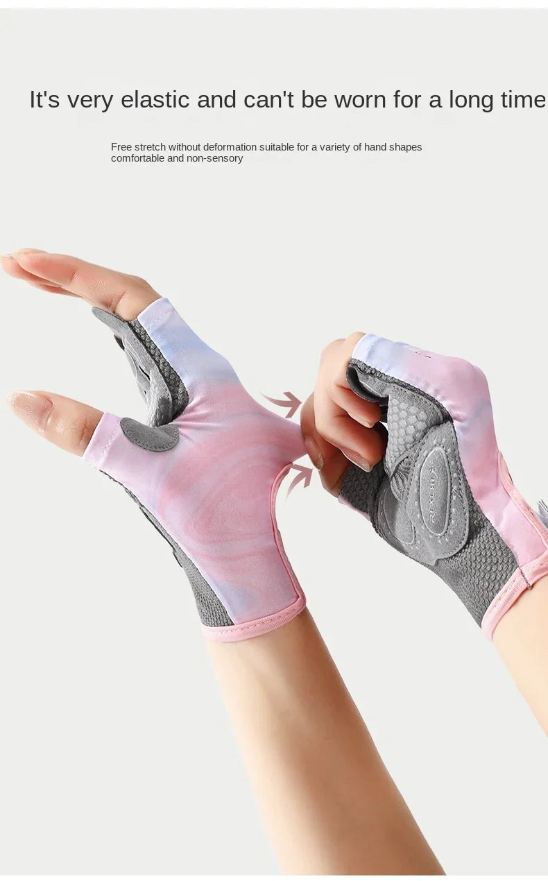 Women's Sports Gloves Fitness Outdoor Sports Anti Slip and Shock-absorbing Half Finger Gloves Durable and Breathable