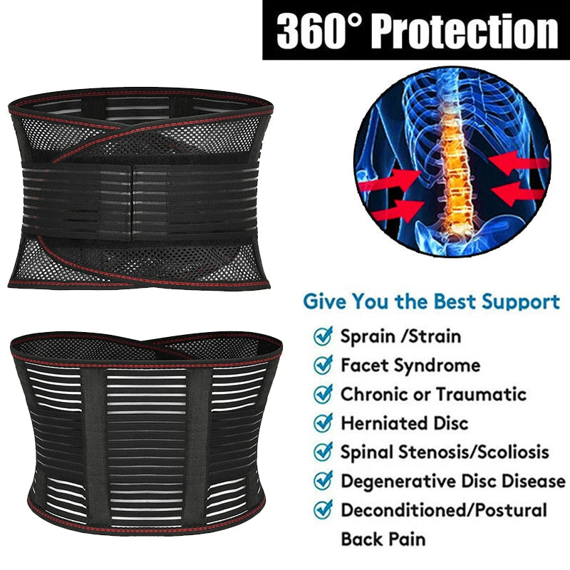 Back Support Belt for Men Women Lumbar Braces Orthopedic Protection Spine Support Belt Pain Relief Brace Waist Trainer Corset