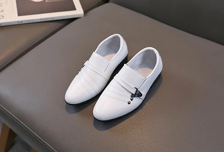 Children's Leather Shoes for Boys Toddler Kids Party Wedding Formal Performance Shoes School All-match Black White Loafers Shoes