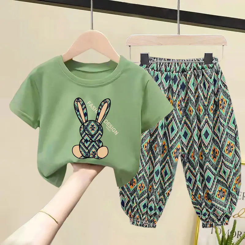 Girl Clothing Set Mother Kids Clothes Children's Sets New Summer Boys Girls Cotton T-shirt Baby 2pcs Short Sleeves Trousers Suit