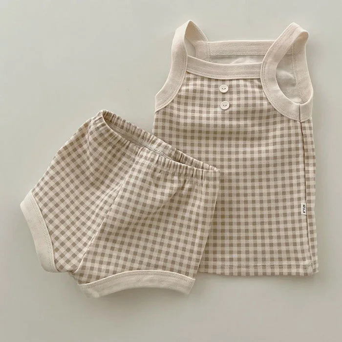 2024 New Baby Sleeveless Clothes Set Boy Girl Summer Thin Cotton Vest + Shorts 2pcs Suit Infant Outfits Toddler Breathable Set
