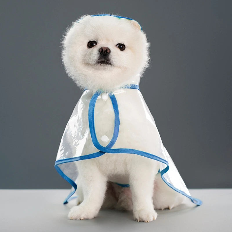 New Raincoat Pet Transparent Outgoing Raincoat Thickened Windproof and Waterproof Large, Medium, and Small Dog Clothes Plastic F