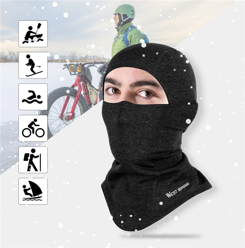 WEST BIKING Winter Cycling Scarf Fleece Keep Warm Balaclava Men Women Bicycle Hat Headwear Ski Helmet Liner Windproof Sport Cap