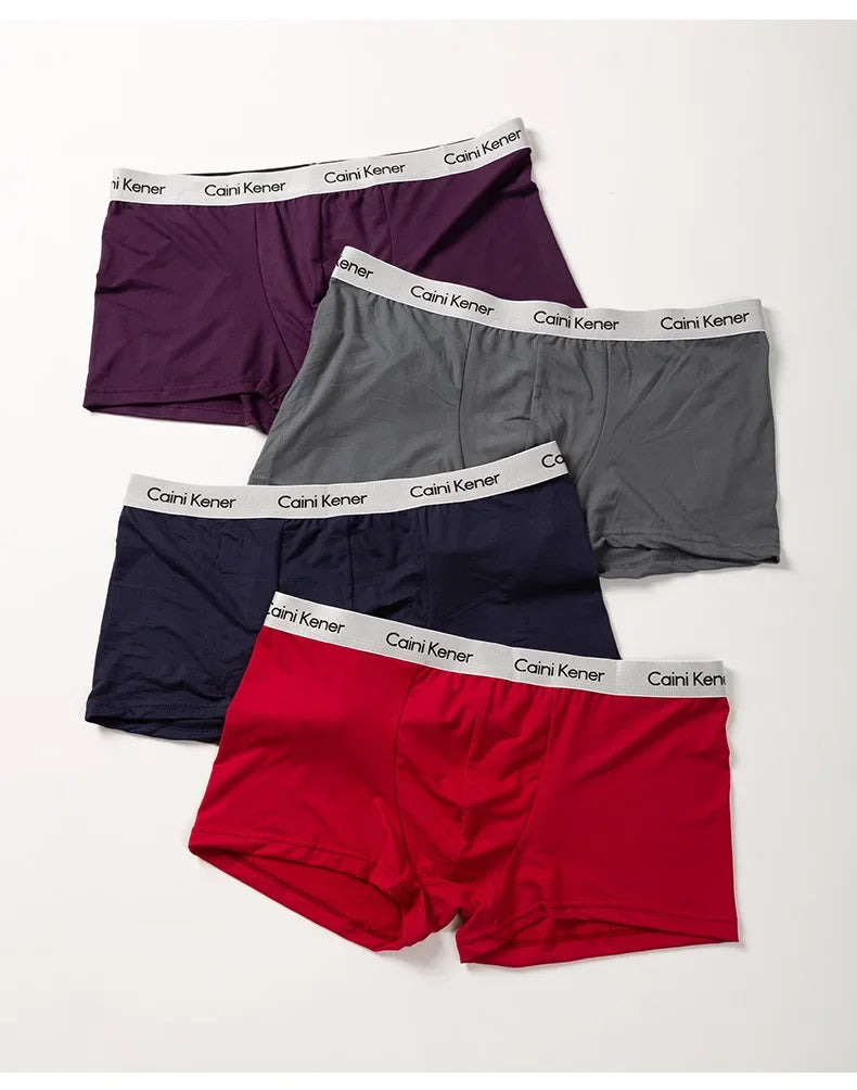 4Pcs/Lot Men's Underwear Fashion Boxer Solid Color Sexy Men's Boxer Shorts Comfortable Breathable Hip Lift Underwear for Men