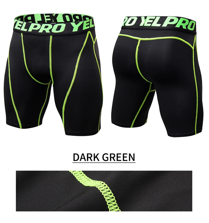 Men Fitness Compression Shorts Running Training Sport Shorts Tight Breathable Quick-drying Stretch Shorts Letter Belt Gym Shorts