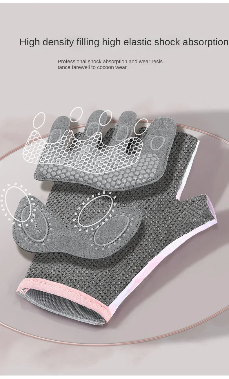 Women's Sports Gloves Fitness Outdoor Sports Anti Slip and Shock-absorbing Half Finger Gloves Durable and Breathable