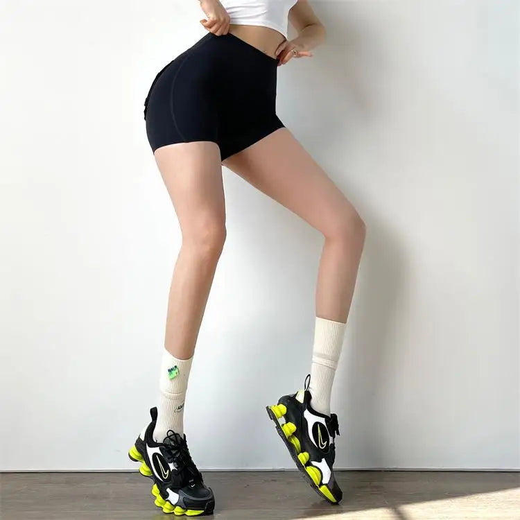 Shorts Women Sport With Pocket Buttocks Fitness Workout High Waist Tights Leggings Push Up Cycling Shorts Scrunch Gym Clothing