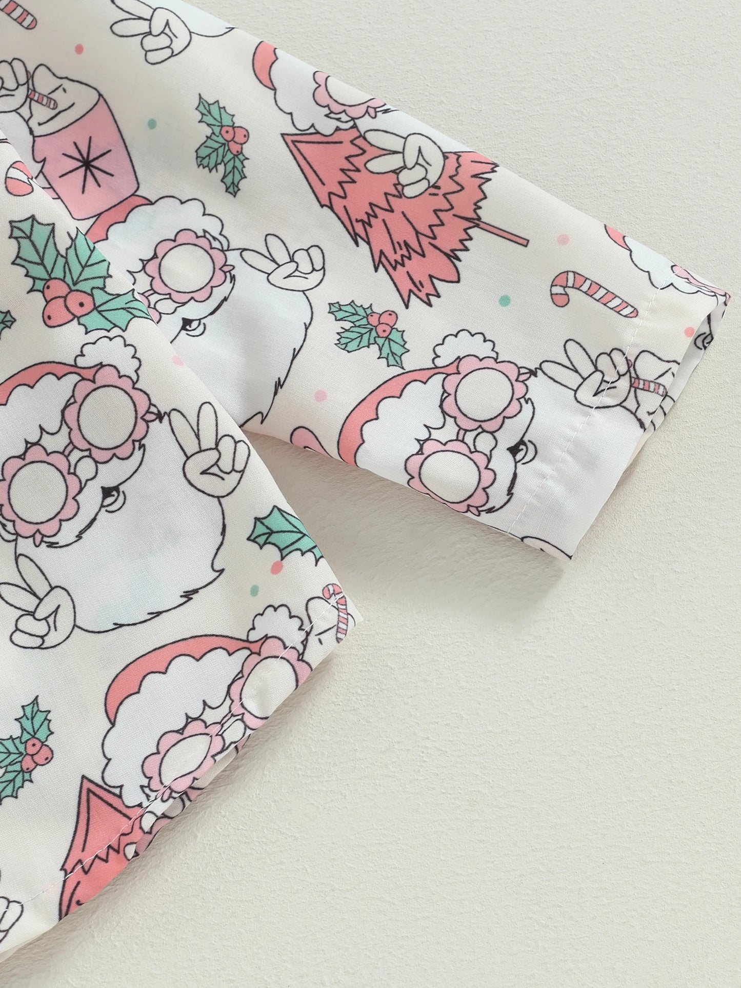 0-24M Baby Boys Formal Suit for Christmas Infant Long Sleeve Santa Print Shirts with Bow-tie + Suspender Pants Gentleman Set