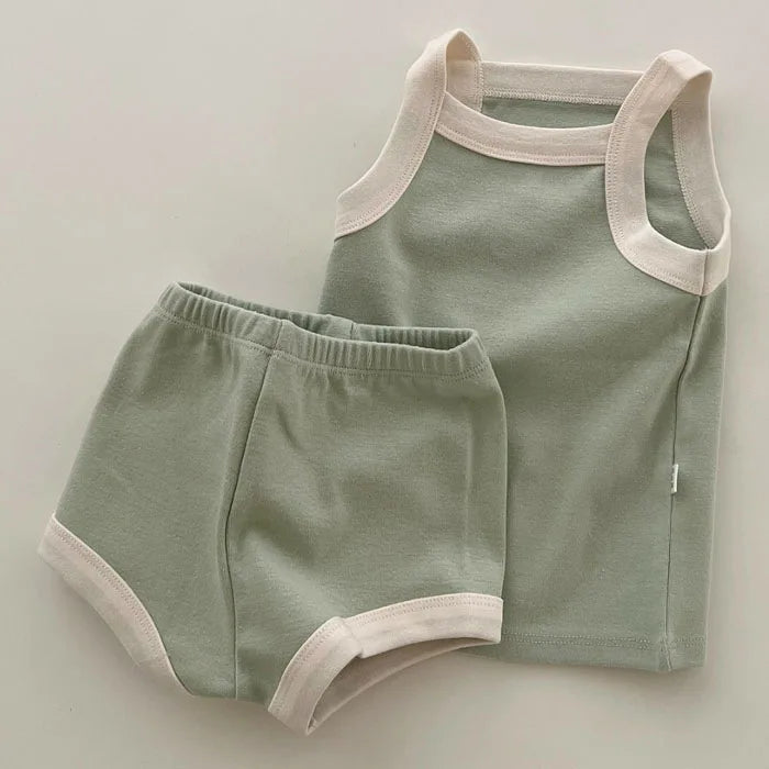 2024 New Baby Sleeveless Clothes Set Boy Girl Summer Thin Cotton Vest + Shorts 2pcs Suit Infant Outfits Toddler Breathable Set