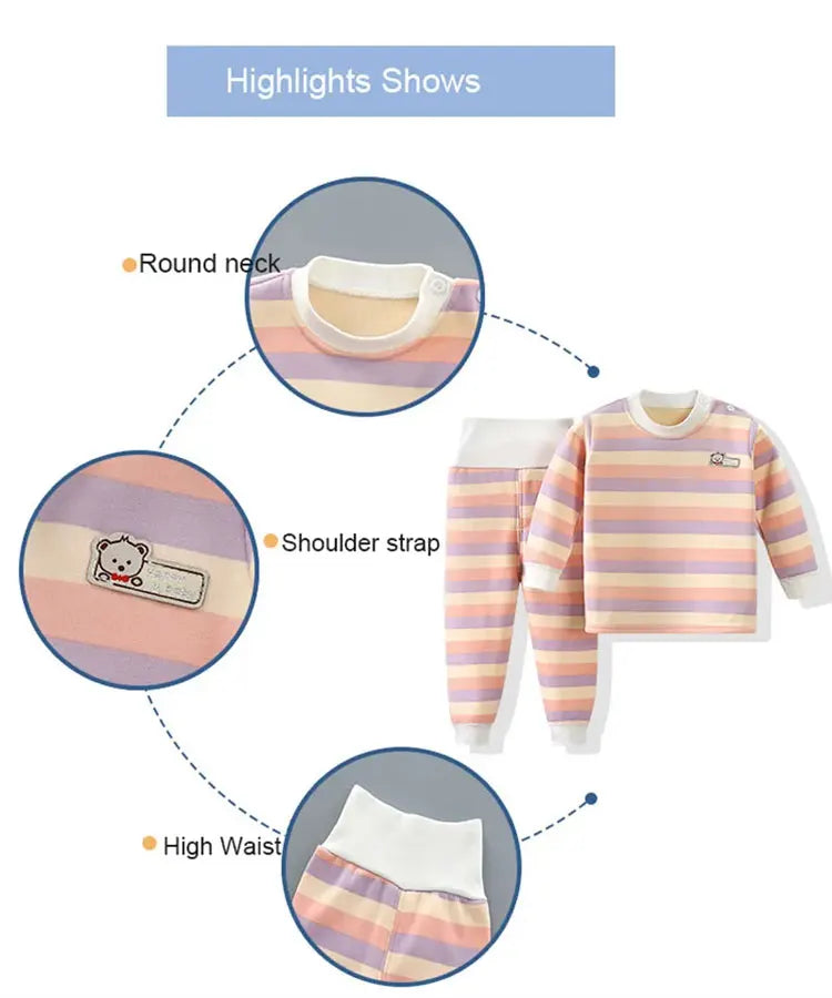 Thicken Warm Plush Children Sets Kids Clothes Boy Girl Underwear Suits Autumn Winter Children Clothinng Tops Hight Waist Pants