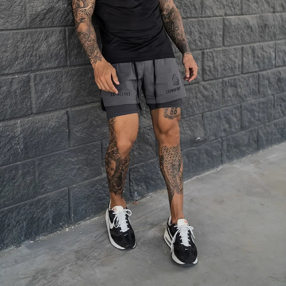 NEW 2 IN 1 Sport Running Casual Breathable Shorts Men Double-deck Jogging Quick Dry GYM Shorts Fitness Workout Men Shorts