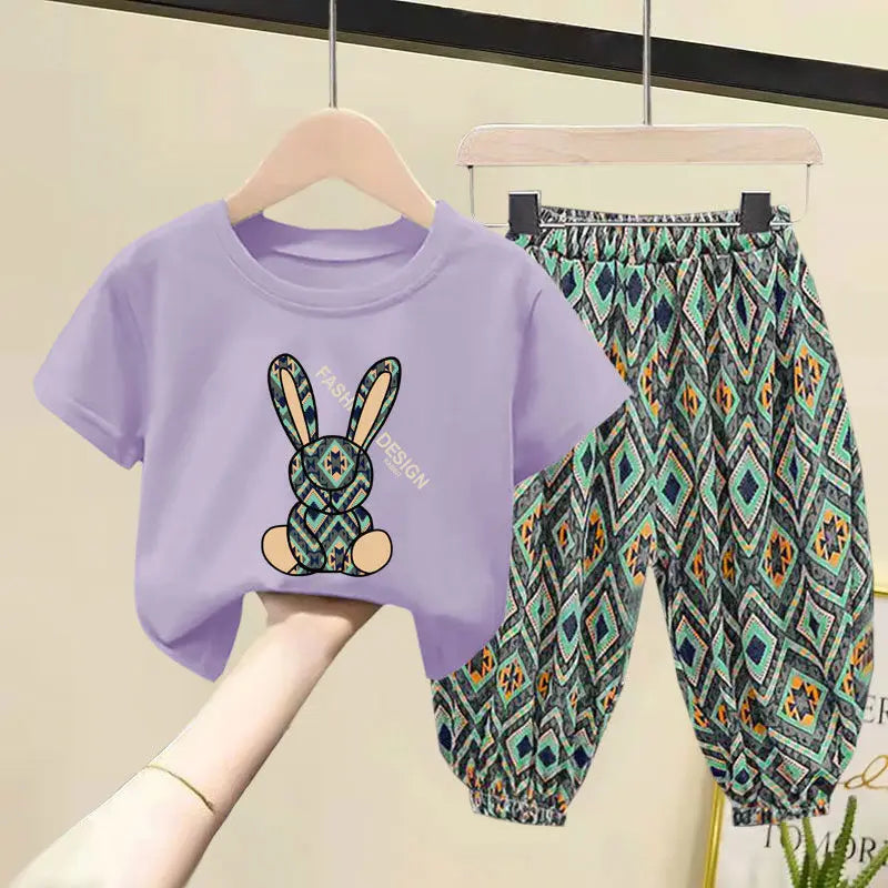 Girl Clothing Set Mother Kids Clothes Children's Sets New Summer Boys Girls Cotton T-shirt Baby 2pcs Short Sleeves Trousers Suit