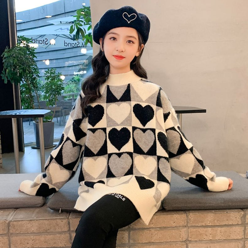 Girls Sweater Thickened Autumn Winter New Children's Fashion Knitted Top Christmas Winter Clothes for Girls 4 10 12 14 Years Old
