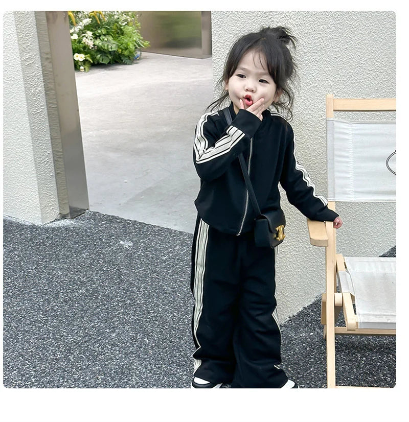 Girls Fashion Sets 2024 New Spring Autumn Sports Casual Suits Kids Long-sleeved Jacket+Pants 2Pcs Outfits Children Trend Clothes