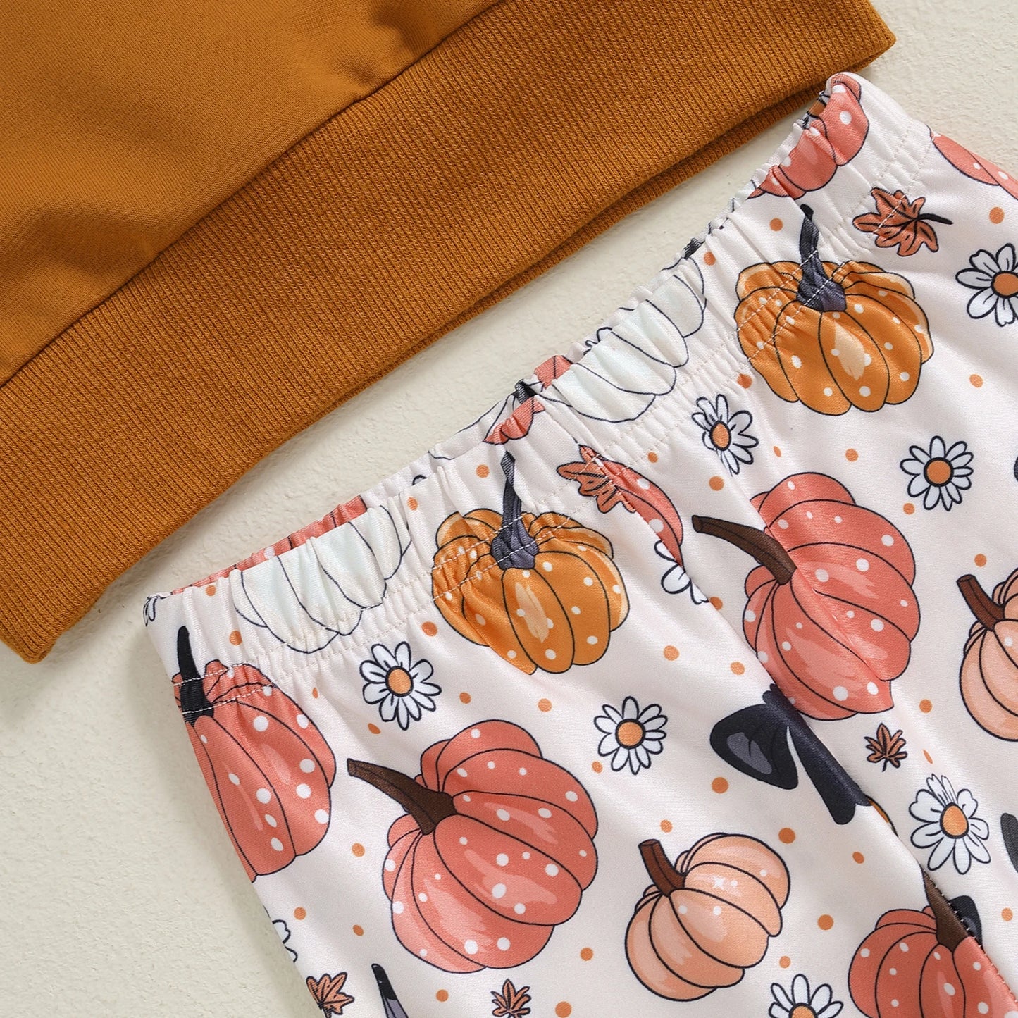 Citgeett Autumn Halloween Kids Toddler Girls Outfits Letter Print Long Sleeve Sweatshirt Pumpkin Print Flare Pants Cute Clothes