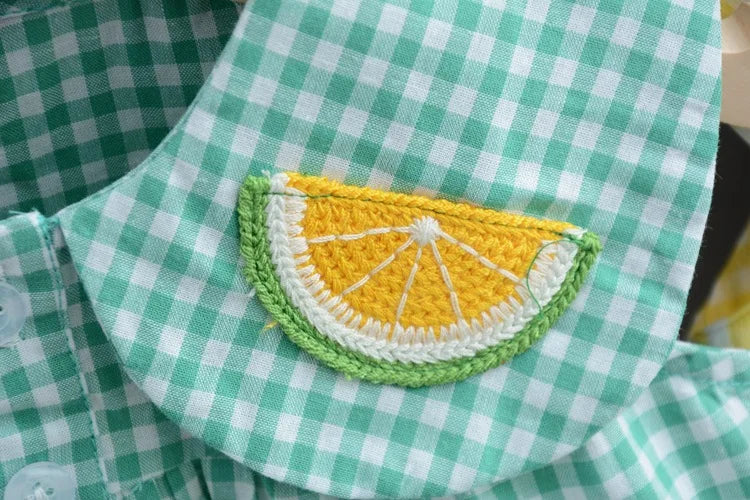 Summer Clothing Sets Baby Girl Cute Fruit Cotton Girls Plaid Sweet Princess 2pcs Suit Children's Clothing Kids Vestidos