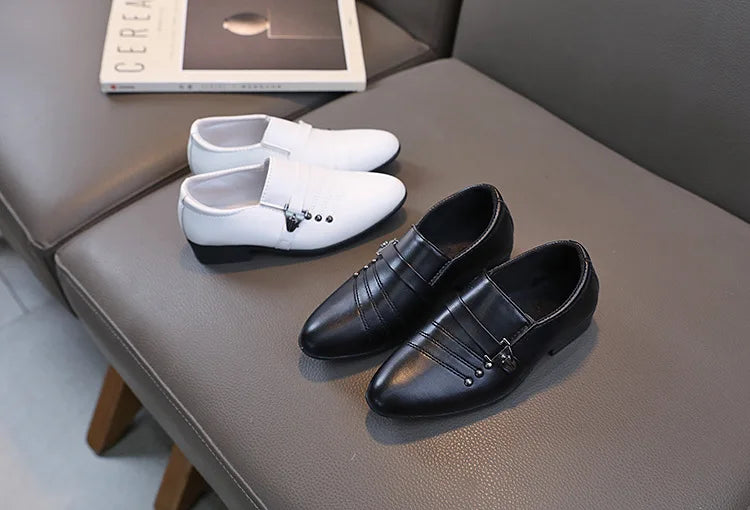 Children's Leather Shoes for Boys Toddler Kids Party Wedding Formal Performance Shoes School All-match Black White Loafers Shoes