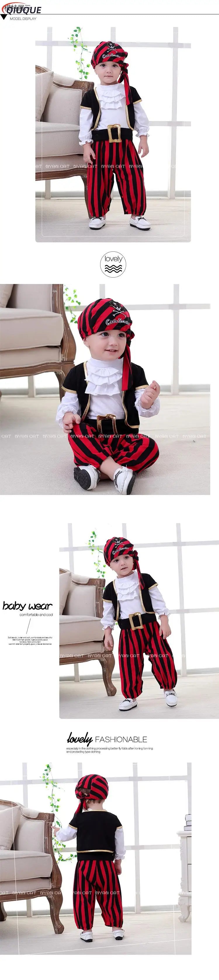 Pirate Captain Cosplay Costume Baby Romper Boys Bodysuits Christmas Fancy Clothes Halloween Costumes Kids Children Jumpsuits