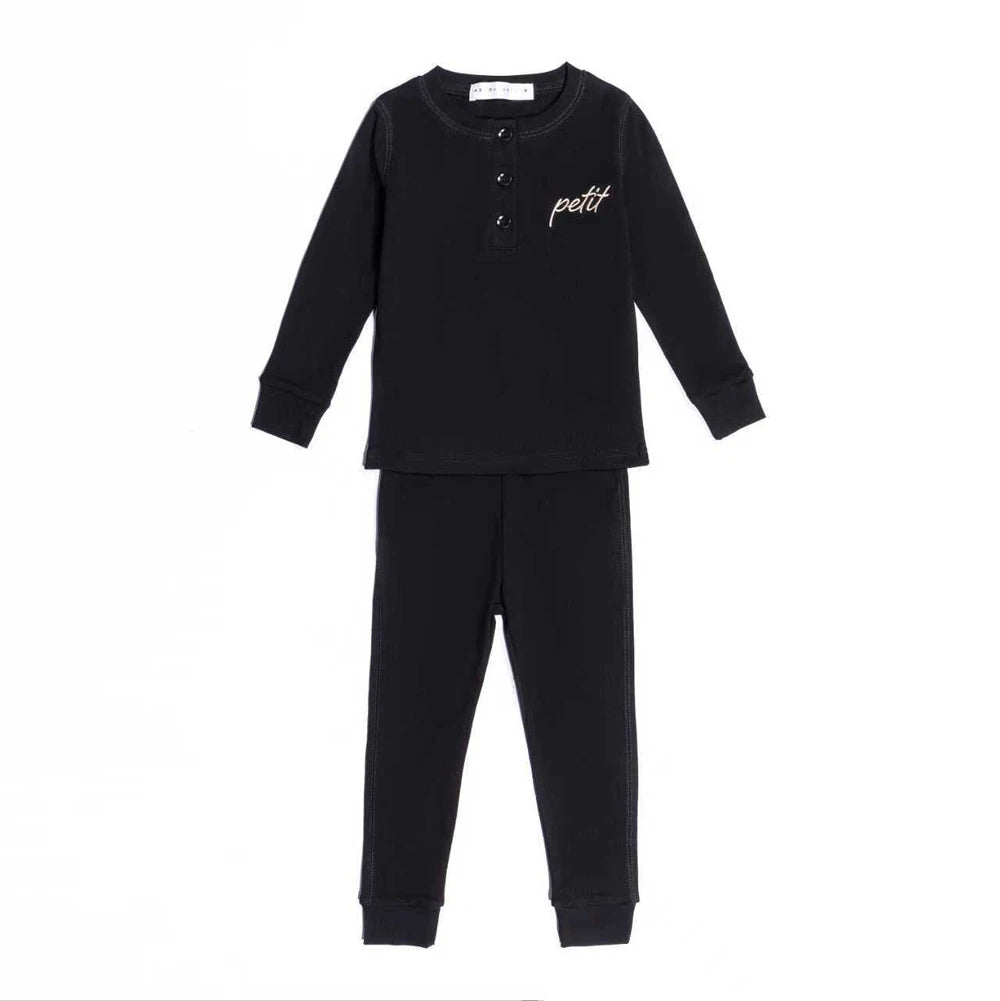 AS 2025 winter cotton letter pj boys girls skinny family matching clothes children fashion dress set footie 