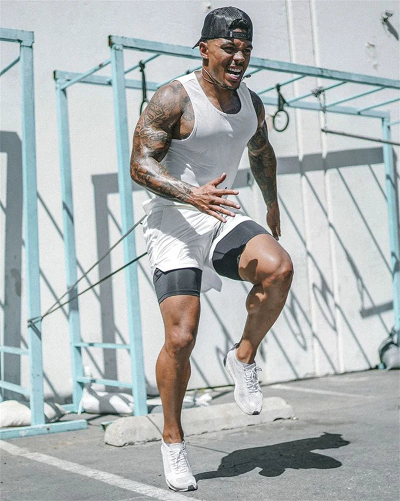 Men's Multi-Pocket Shorts Fitness Sports Shorts Casual Beach Workout Lined Tight Shorts Daily Style