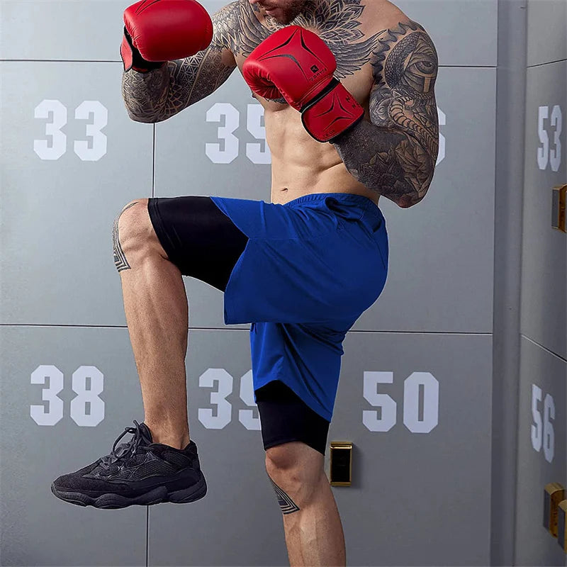 Men's Multi-Pocket Shorts Fitness Sports Shorts Casual Beach Workout Lined Tight Shorts Daily Style