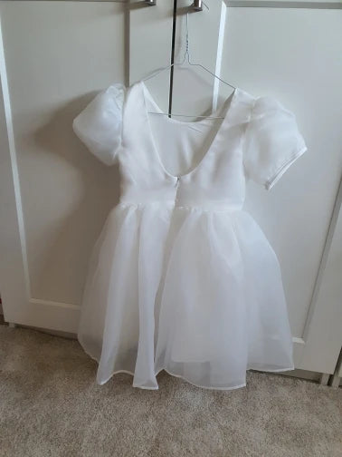 Girls White Cake Layers Dresses Kids Pull Sleeve Elegant Party Wedding Birthday Tutu Princess Vestidos Children Summer Clothes