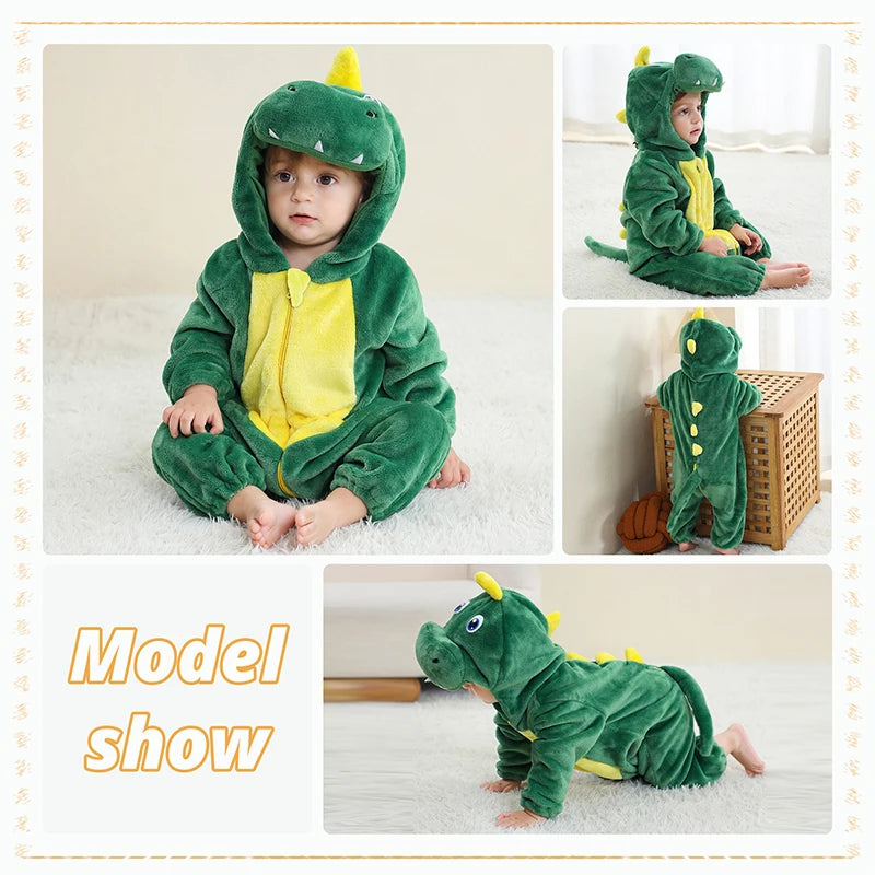 MICHLEY NEW Halloween Blue Dragon Baby Rompers Winter Costume Clothes Cartoon Jumpsuit Bodysuits Overall For Girl Boy Bebe 2-36M