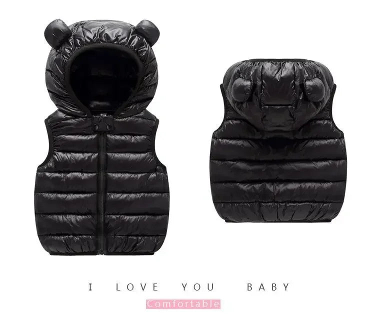 Autumn Children Warm Down Vest Baby Cotton Waistcoat Kids Outerwear Vest Children Clothing Boys Girls Hooded Jackets Vest