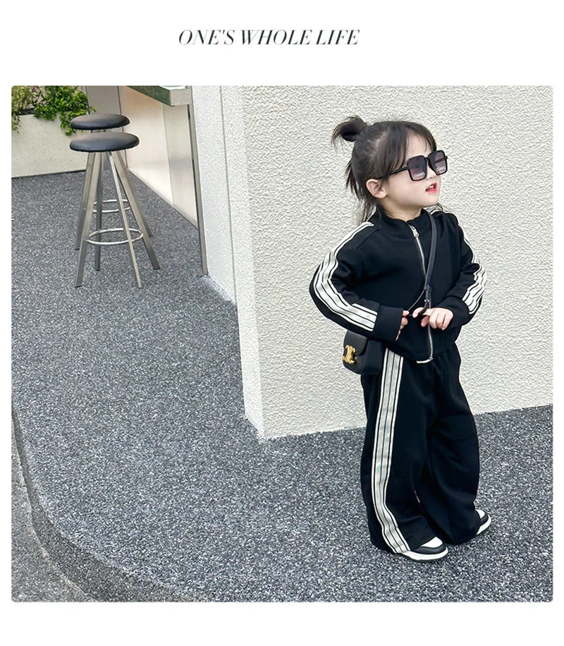 Girls Fashion Sets 2024 New Spring Autumn Sports Casual Suits Kids Long-sleeved Jacket+Pants 2Pcs Outfits Children Trend Clothes
