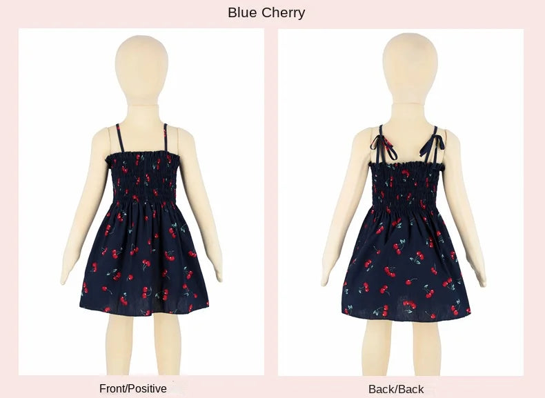 2024 Summer Baby Girl Floral Dress Children's Casual Toddler Kids Cotton Clothes Dress for Girls Sleeveless Sling Beach Sundress