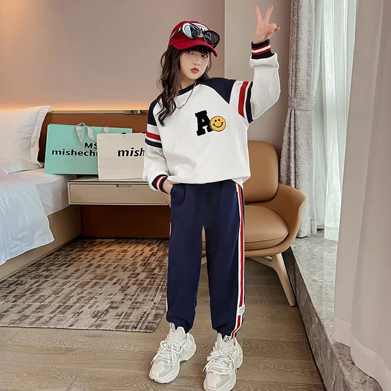 Stylish Children's Spring Suit 2024 New Arrival Sporty Two-piece Set For Girls Autumn Season Clothes Popular Among Kids