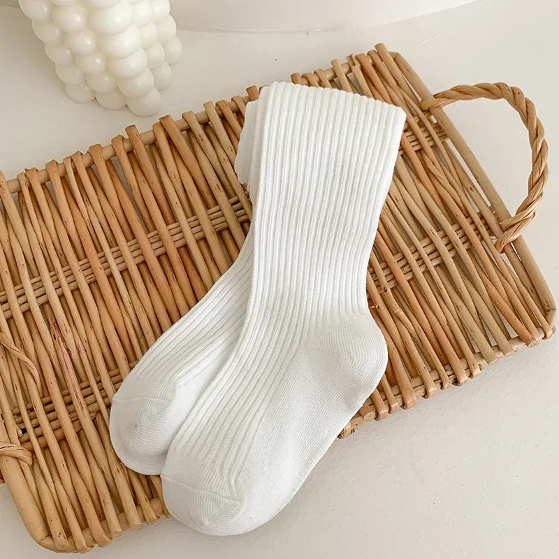 Baby Boys Girls School Student Uniform Pantyhose Pants Striped Leggings Tights Solid Stretch Kids Children Knitting Trousers