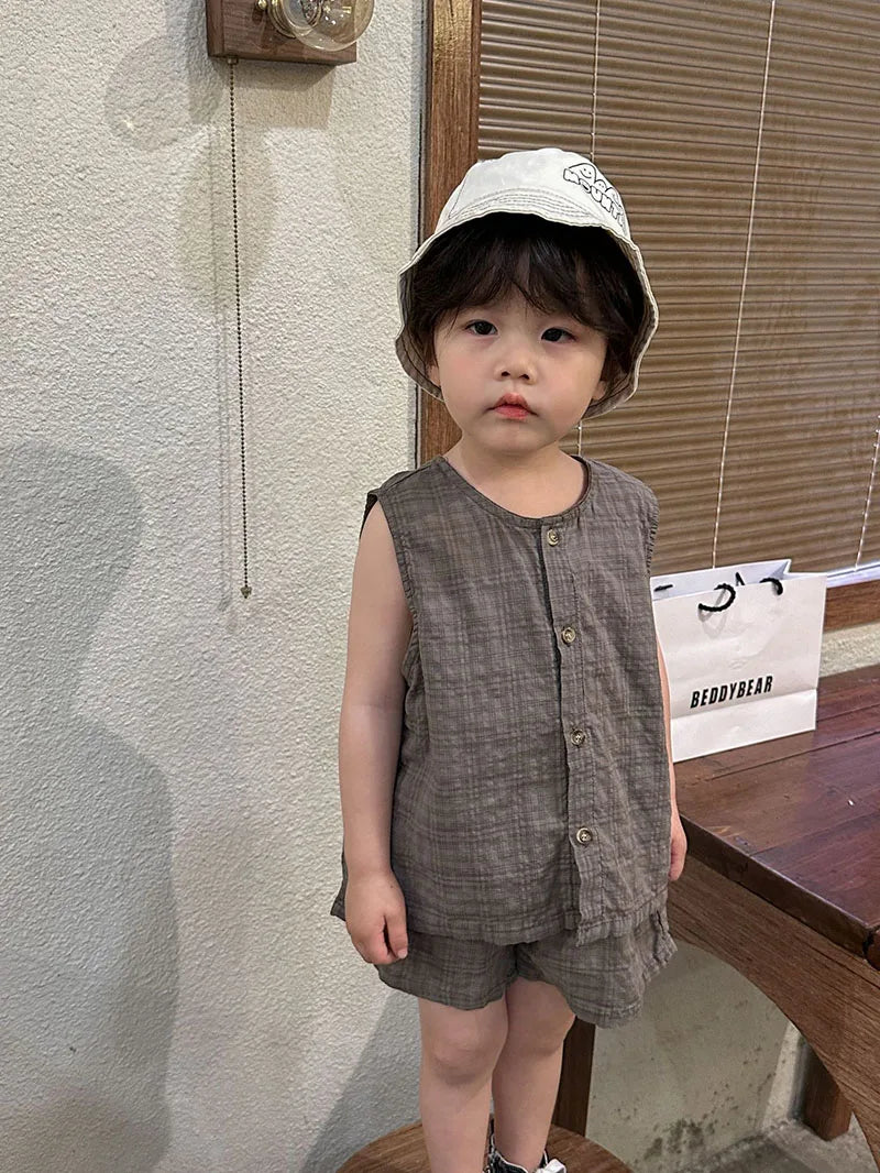 MILANCEL Summer Kids Clothing Set Boys Vest And Shorts 2 Pcs Suit Casual Girls Clothes Set