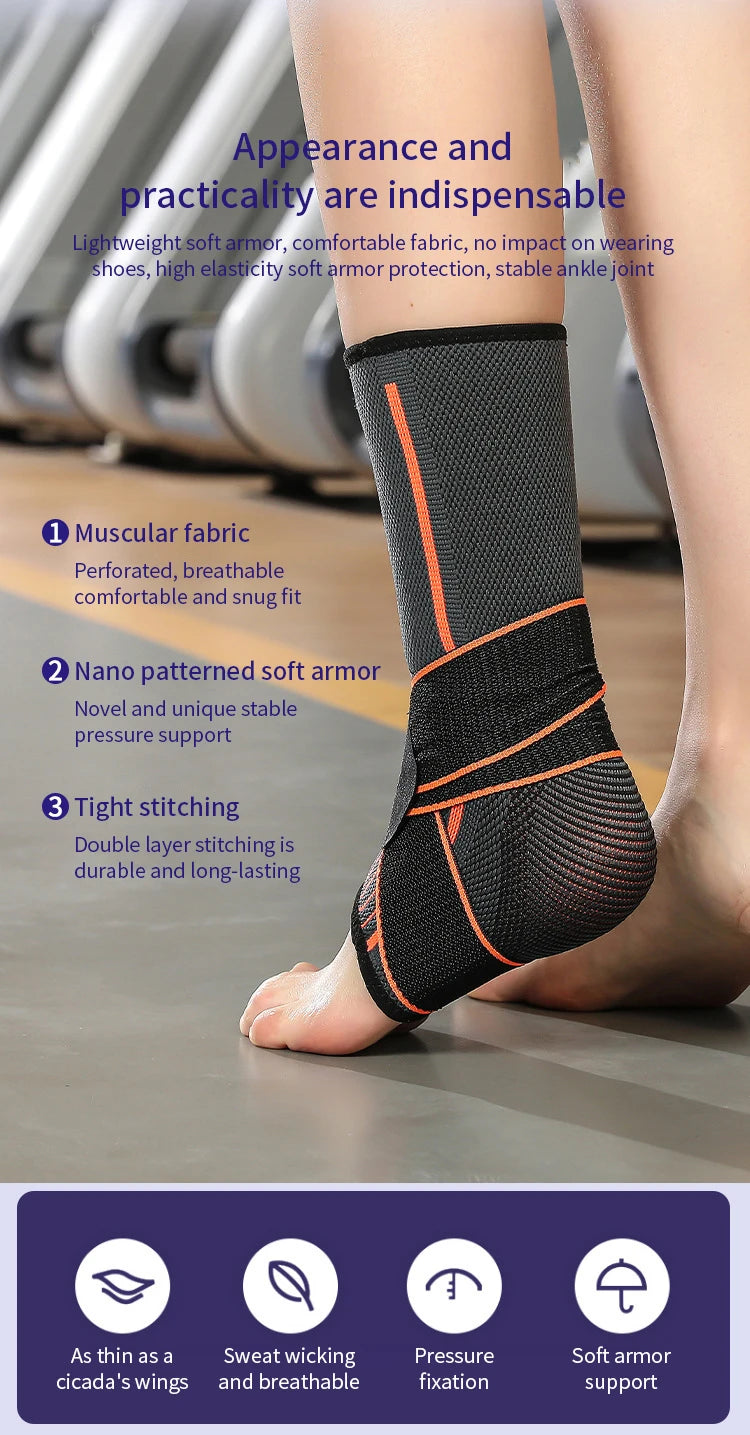 Adjustable Ankle Support Compression Ankle Brace Protector for Running Soccer Basketball Nylon Knitted Bandage Ankle Strap