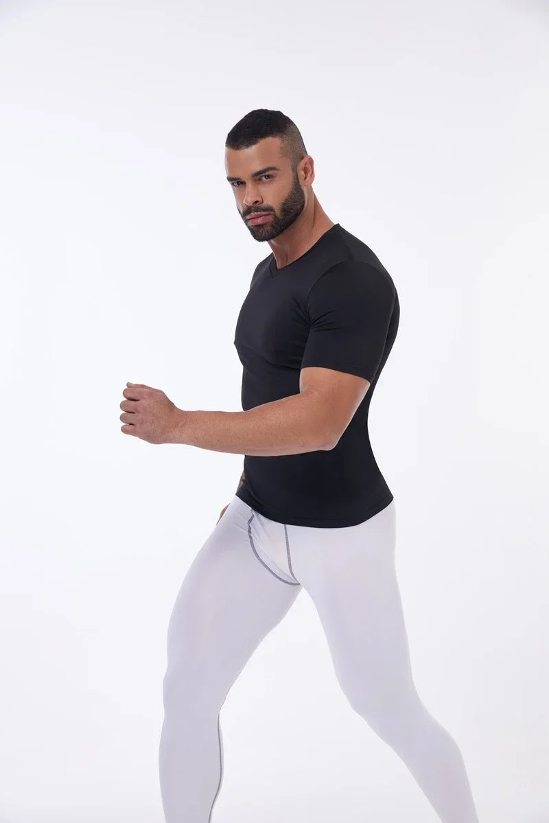 Compression Shirt Men Fitness Gym Body Shaper Sport Running Short Sleeve T-Shirt Rashgard Tops Tee Quick Dry Tops Male Shapewear