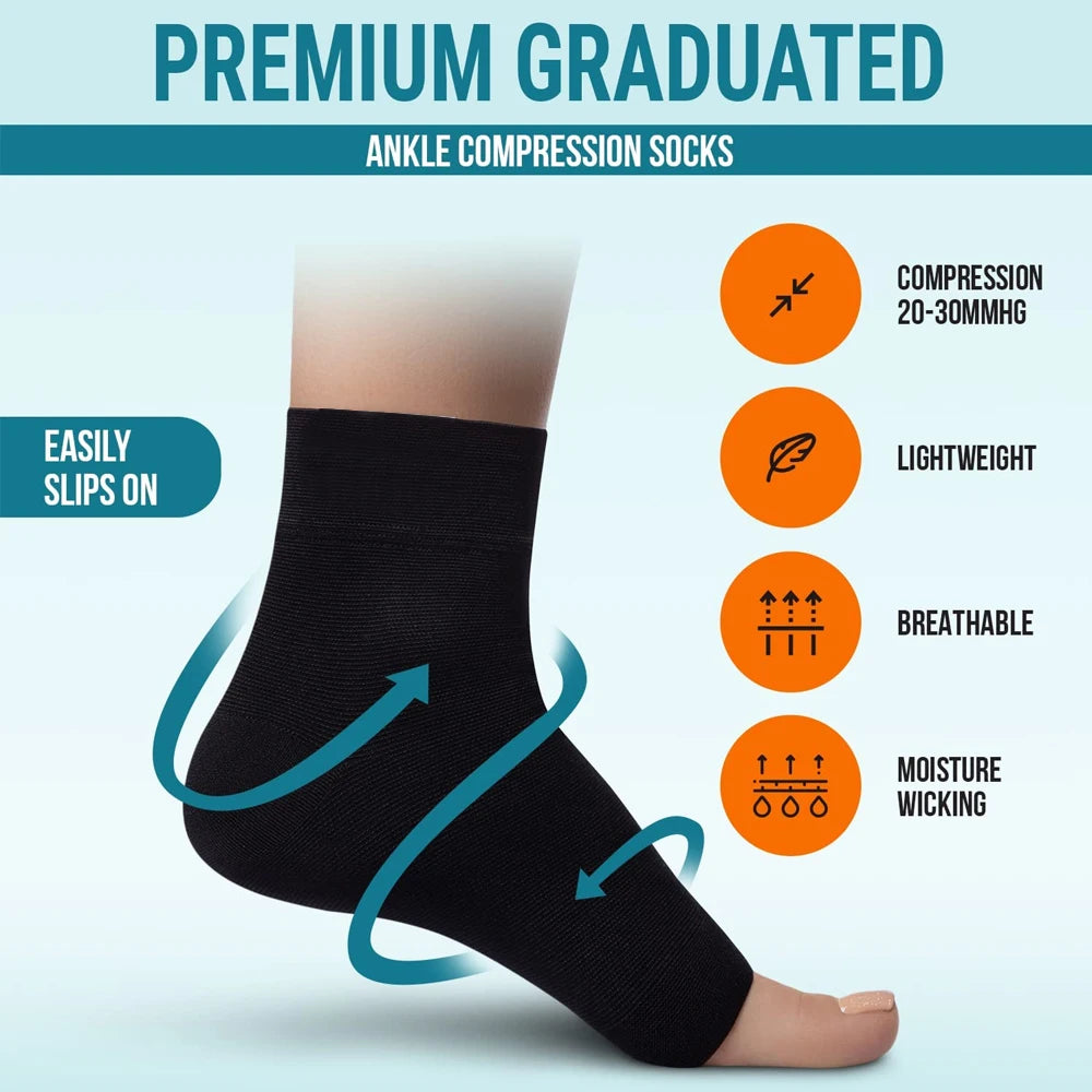 1Pair Nano Socks Neuropathy Socks Compression Sleeve For Ankle Swelling,Plantar Fasciitis,Neuropathy - Nano Brace For Women Men
