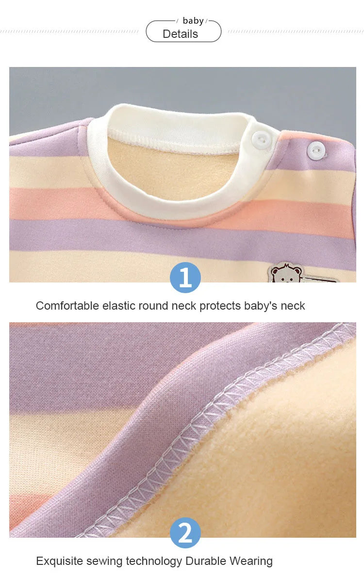 Thicken Warm Plush Children Sets Kids Clothes Boy Girl Underwear Suits Autumn Winter Children Clothinng Tops Hight Waist Pants
