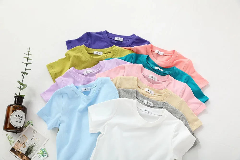 2-7T Toddler Kid Tshirt Summer Cotton Baby Boy Girls Clothes Short Sleeve Tee Top Casual Infant T Shirt Childrens Outfit