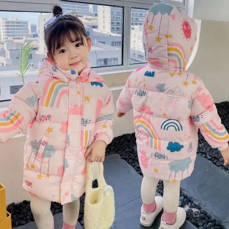 New Girls Boys Down Jacket Winter Coats Children Clothes Hooded Windbreaker Coat For Kids 2-7 Years Cotton Warm Outerwear Kids